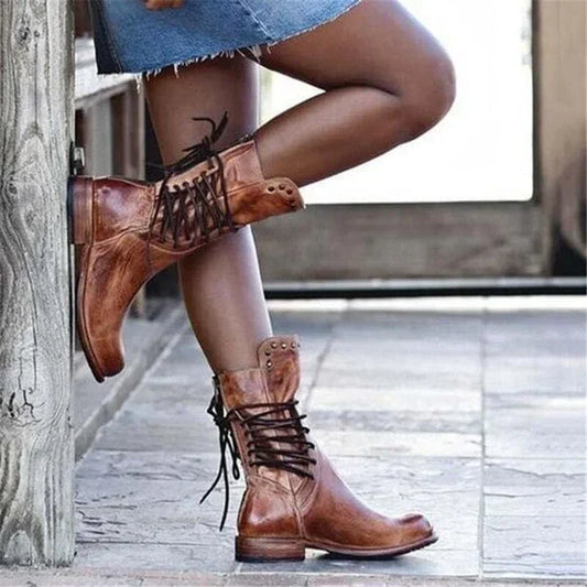 Lacey | Stylish Leather Boots With Laces