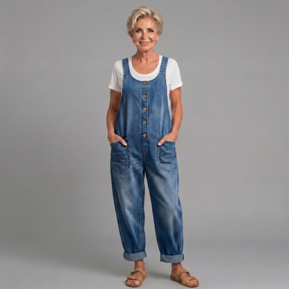Sadie | Vintage Washed Cotton Denim Overalls