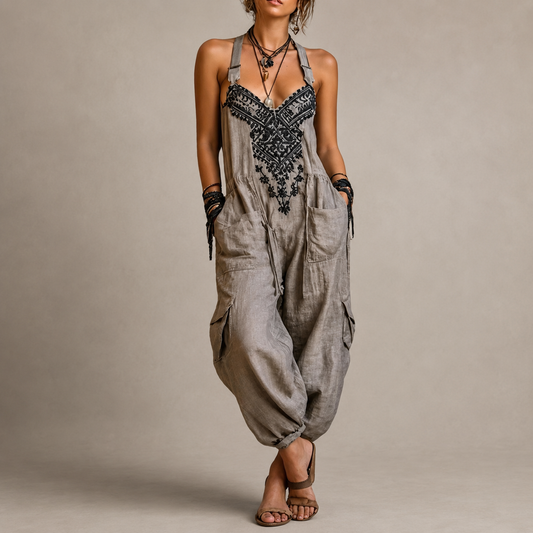 Talia | Bohemian Embroidered Jumpsuit
