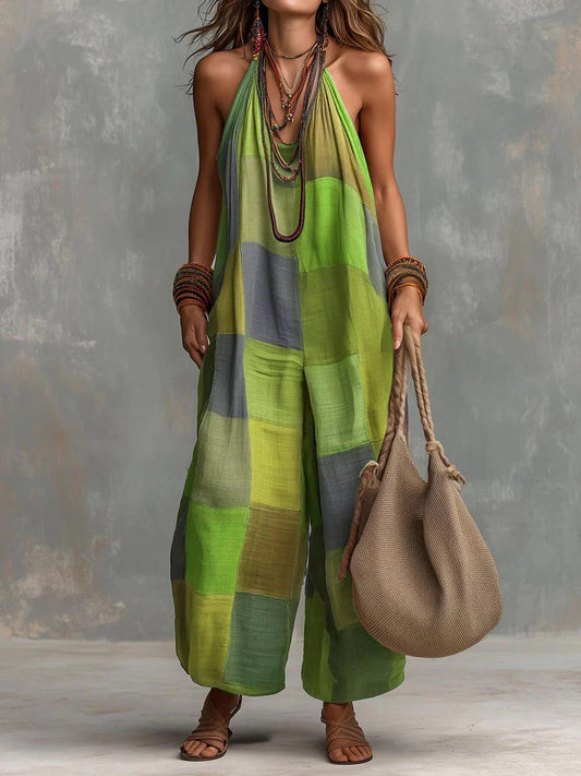Unique Artistic Style Bohemian Patchwork Jumpsuit – Embrace Freshness and Freedom