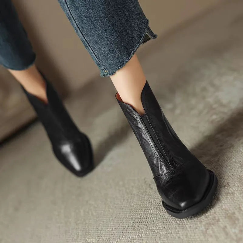 Maia | Plush Leather Ankle Boots