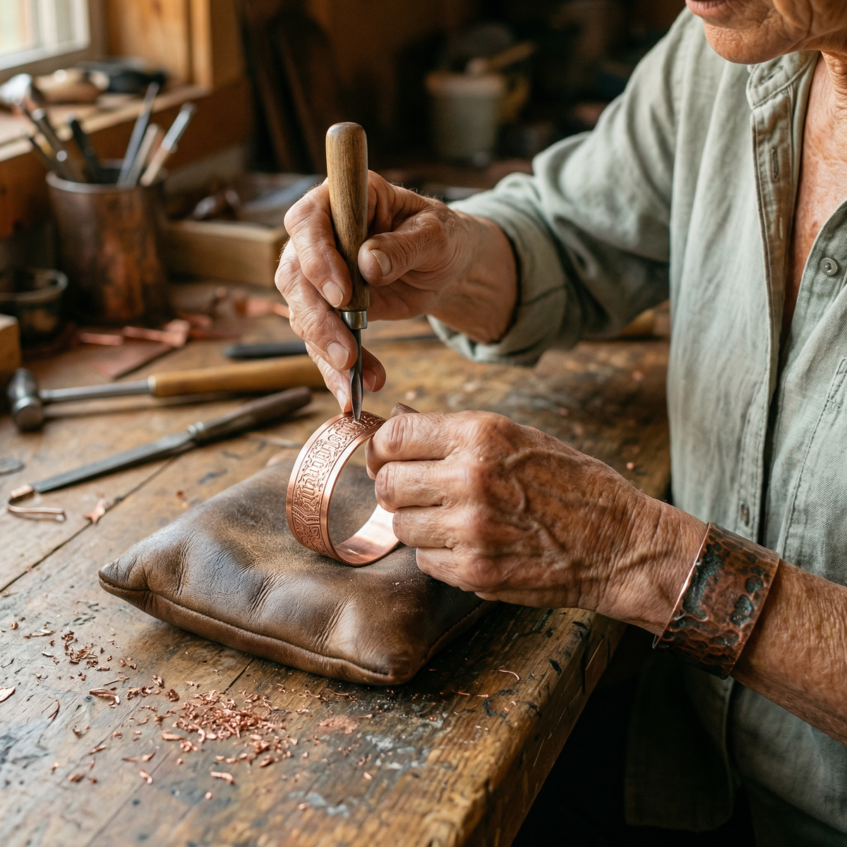 Odette | Engraved Lettering Copper Cuff