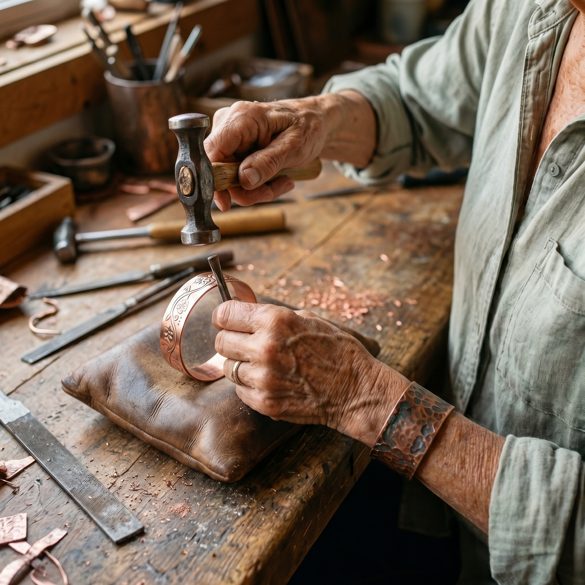 Flora | Engraved Vine Magnetic Copper Cuff