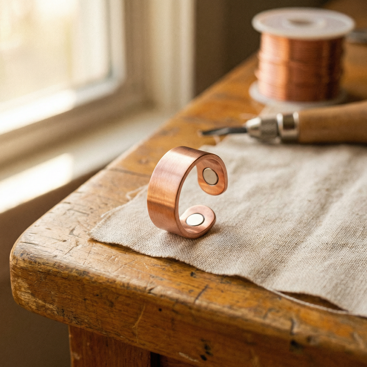 Oscar | Men's Hammered Magnetic Copper Ring