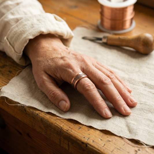 Ada | Lattice Engraved Magnetic Copper Ring