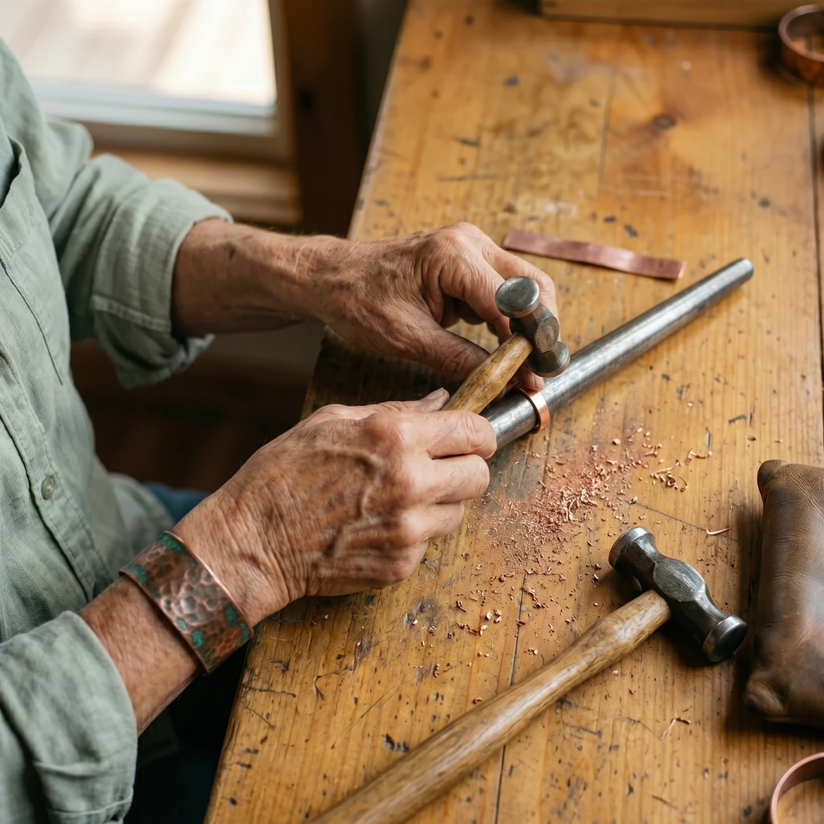 Oscar | Men's Hammered Magnetic Copper Ring