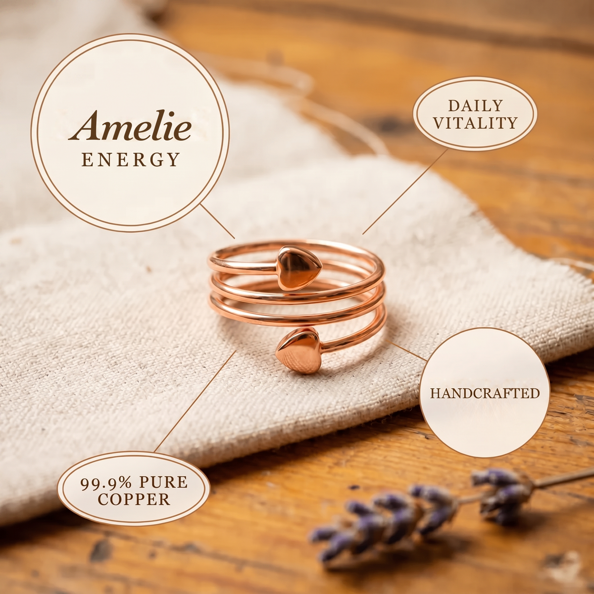 Amelie | Heart Coil Copper Ring