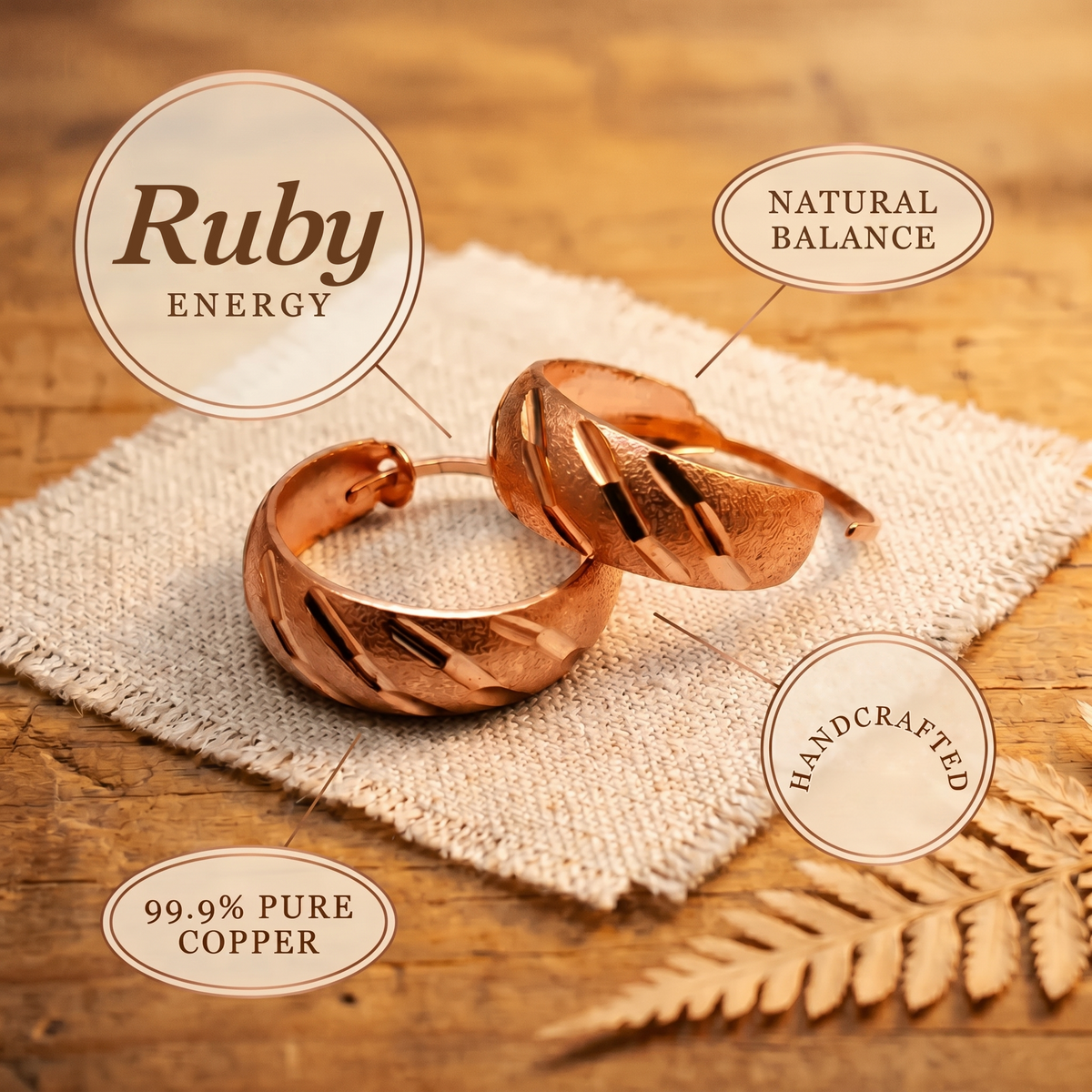 Ruby | Grooved Copper Hoop Earrings