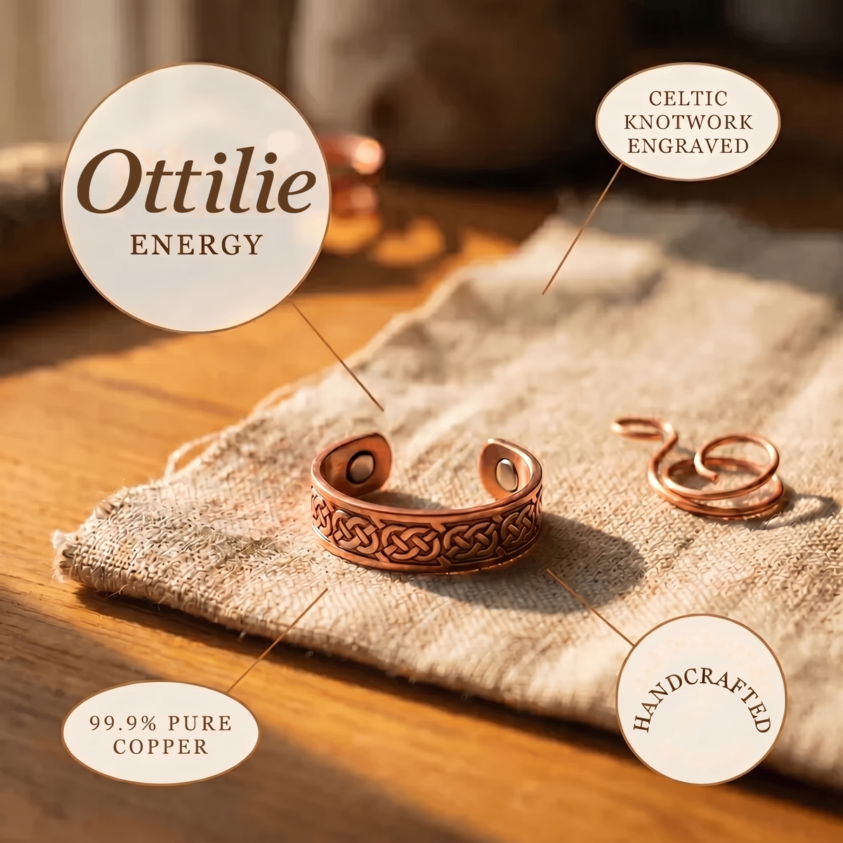 Ottilie | Green Inlay Copper Ring