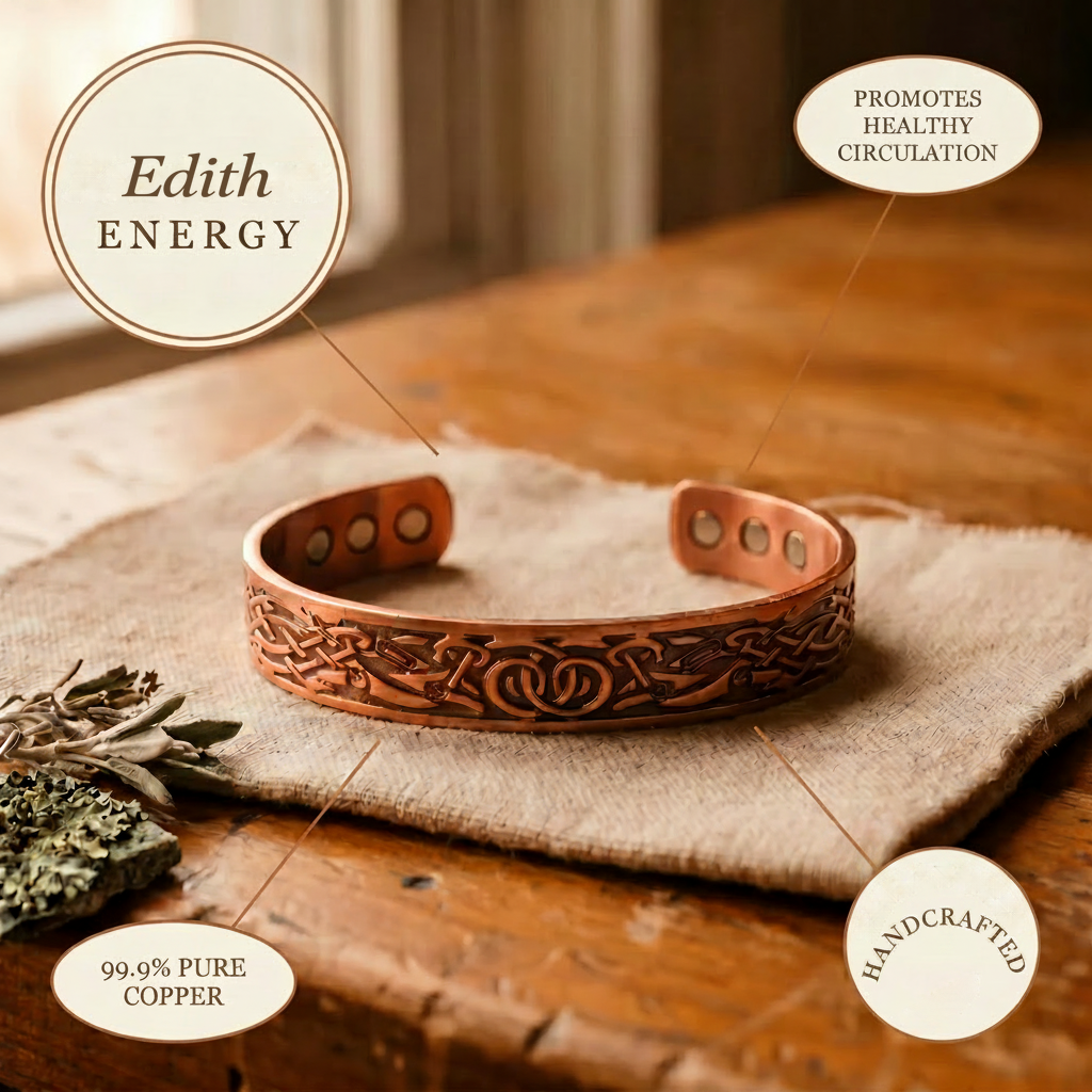 Edith | Engraved Knot Magnetic Copper Cuff