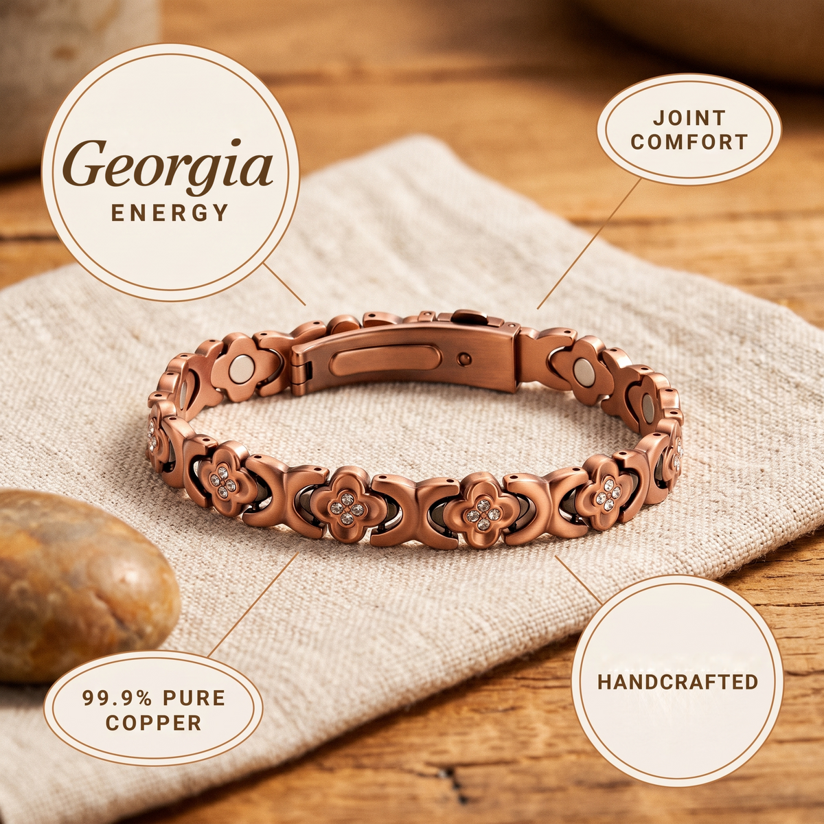 Georgia | Clover Link Copper Bracelet