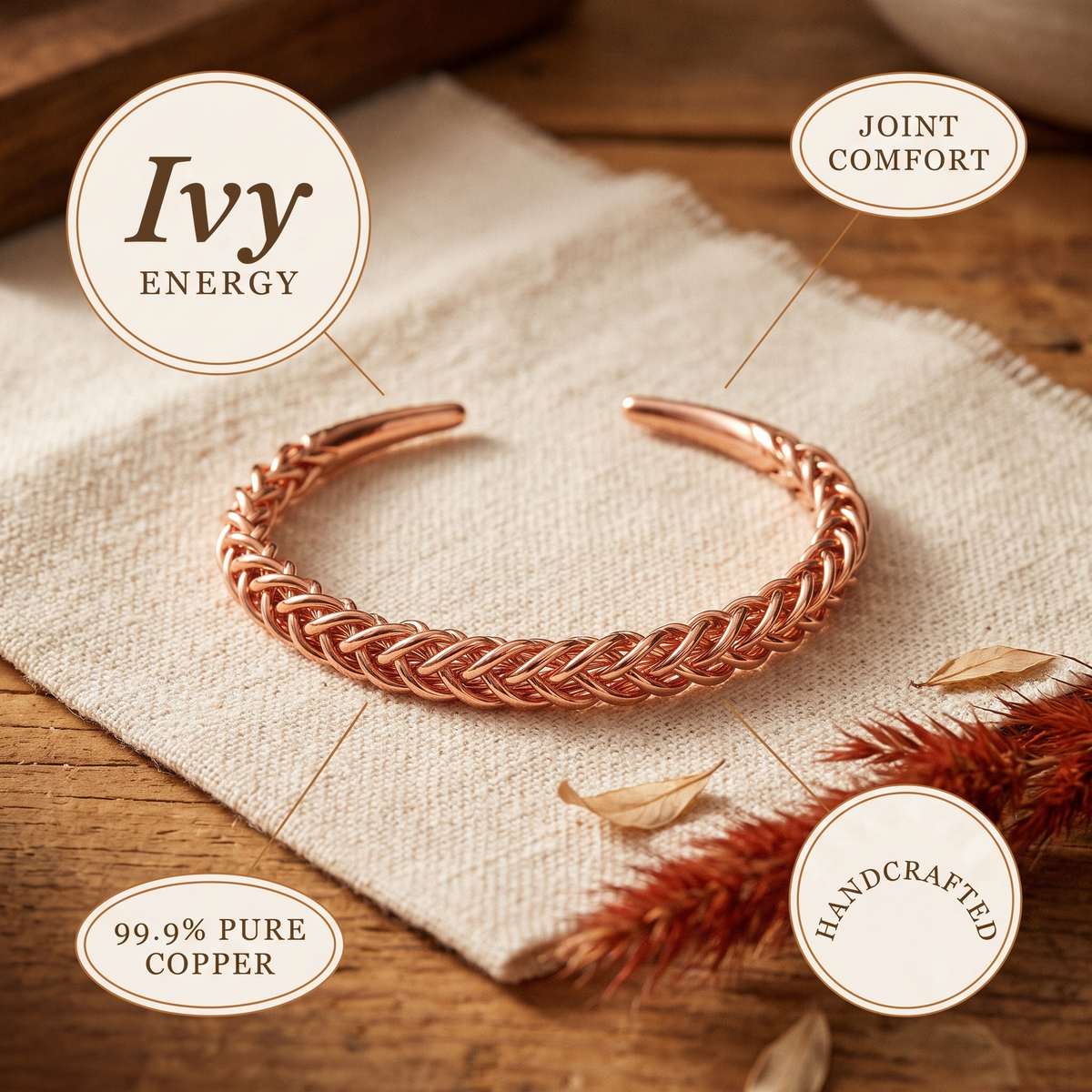 Ivy | Woven Copper Bracelet