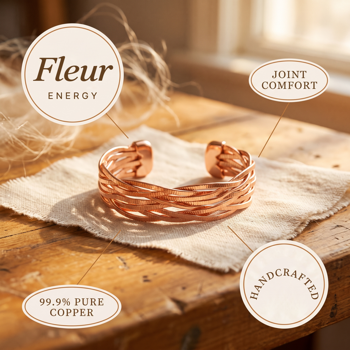 Fleur | Woven Fine-Strand Copper Cuff