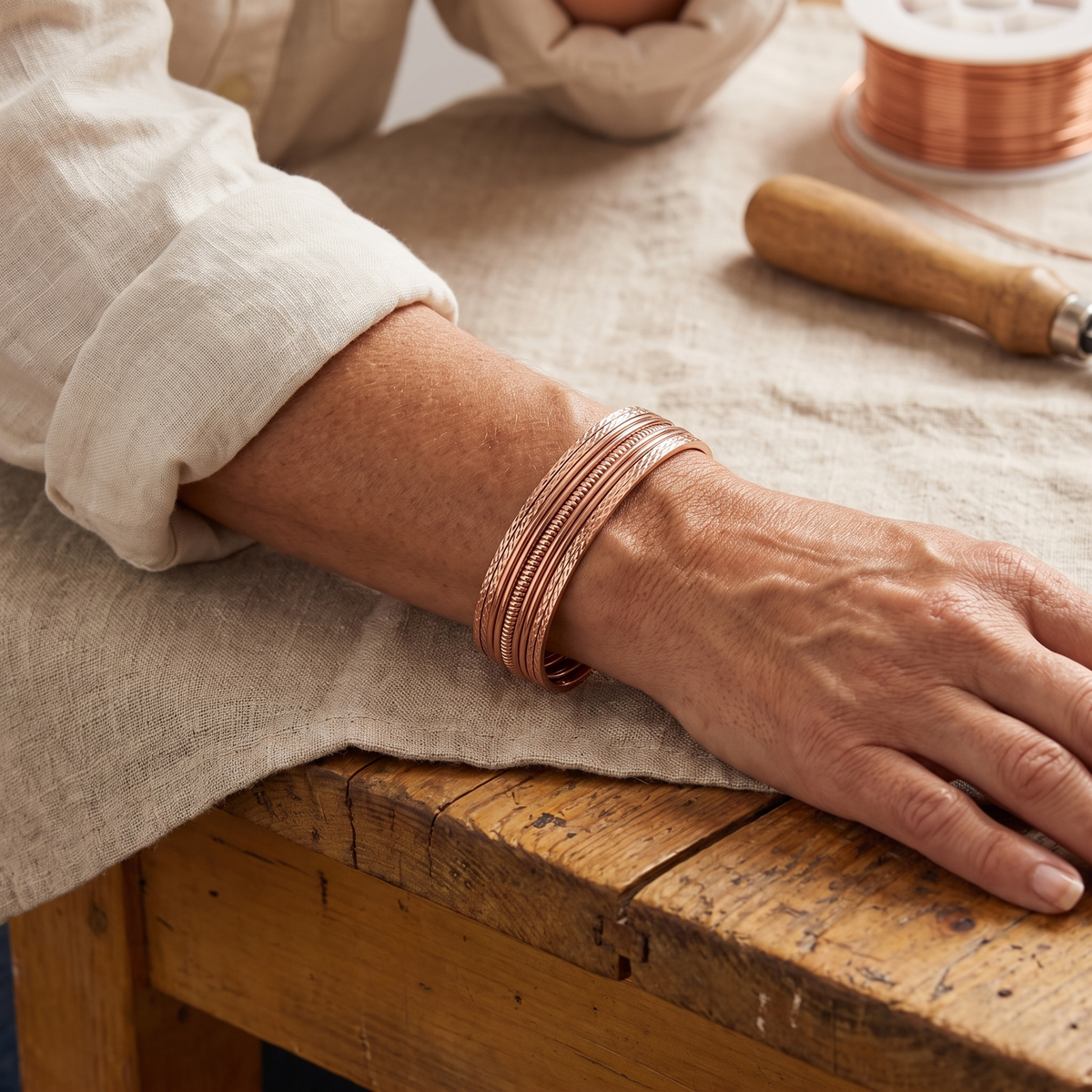 Romy | Six-Strand Faceted Copper Cuff