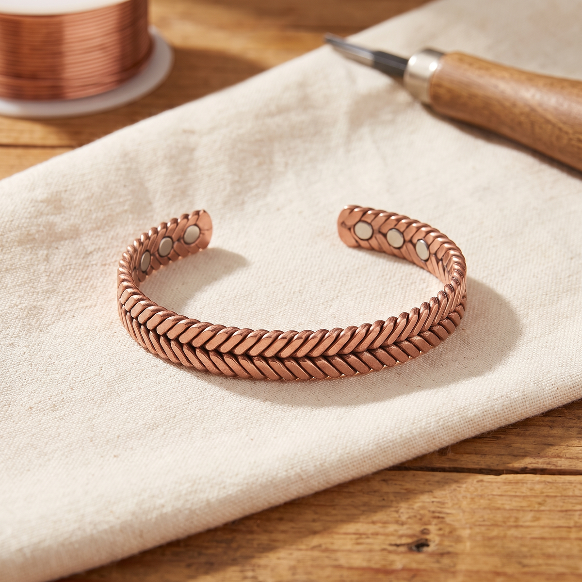 Dorothy | Herringbone Woven Copper Bracelet