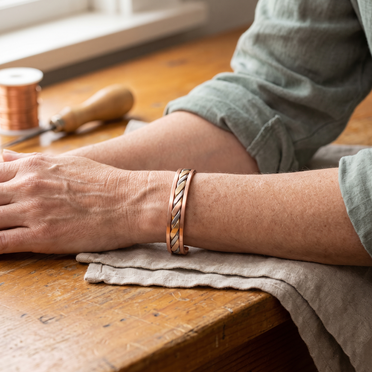 Lena | Three-Tone Twisted Bracelet