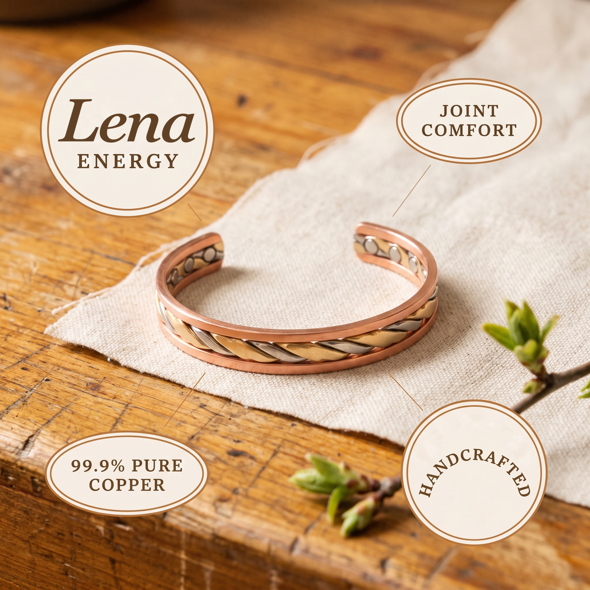 Lena | Three-Tone Twisted Bracelet