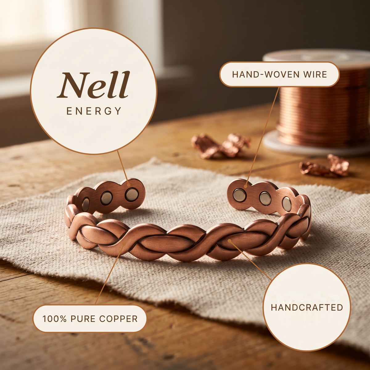 Nell | Open Weave Copper Bracelet