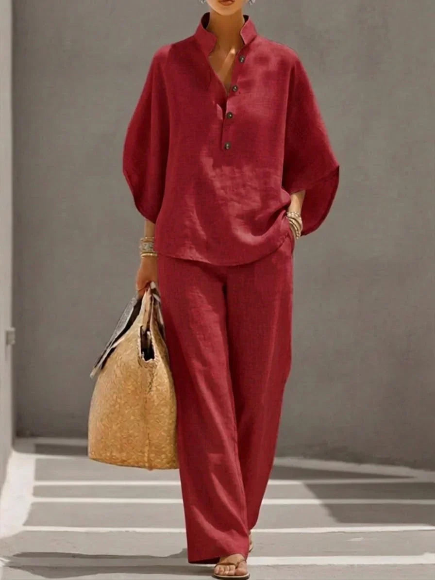 Sophie | Ensemble en lin avec manches amples et pantalon large
