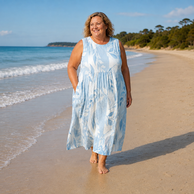 Ivy | Midi Dress with Leaf Print