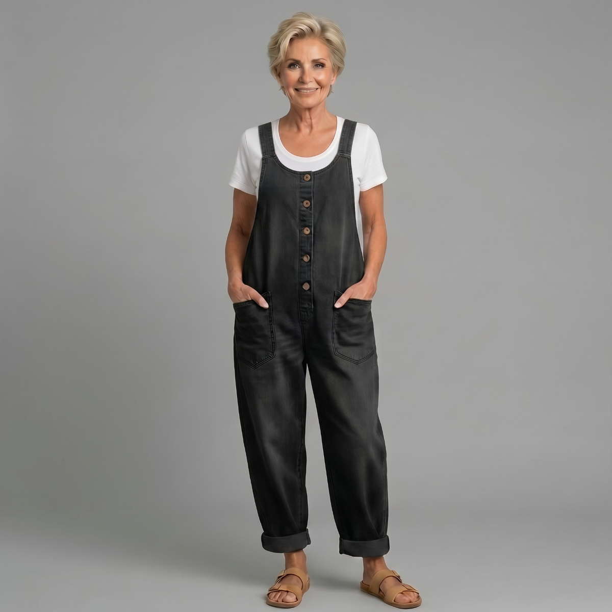 Sadie | Vintage Washed Cotton Denim Overalls