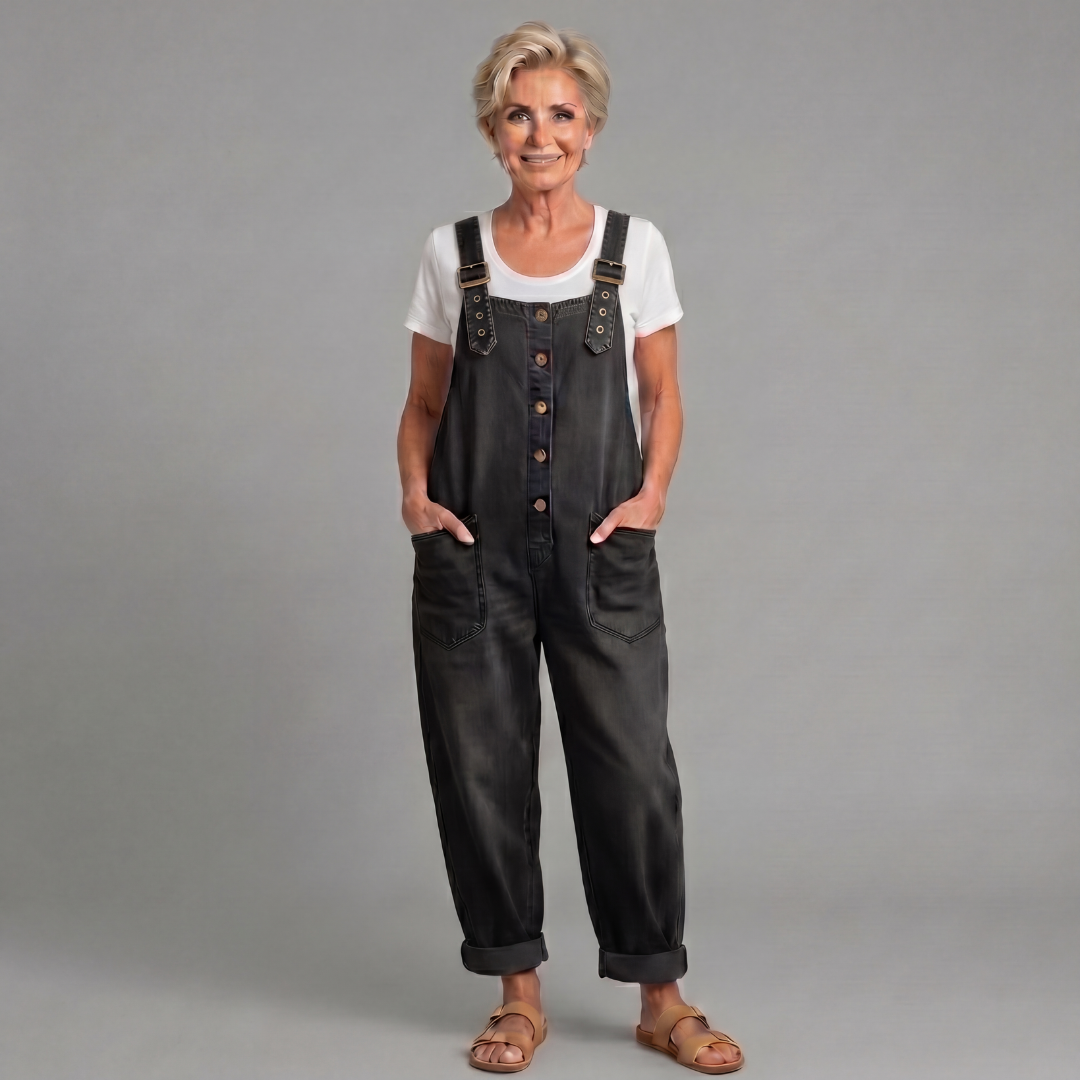 Sadie | Vintage Washed Cotton Denim Overalls