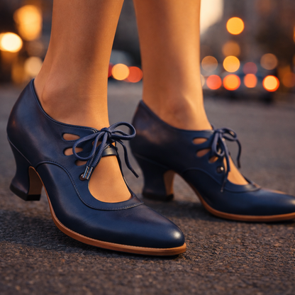 Camille | Leather Lace Heels
