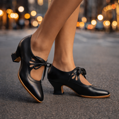 Camille | Leather Lace Heels