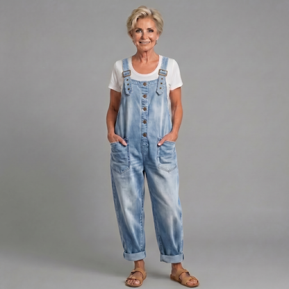 Sadie | Vintage Washed Cotton Denim Overalls