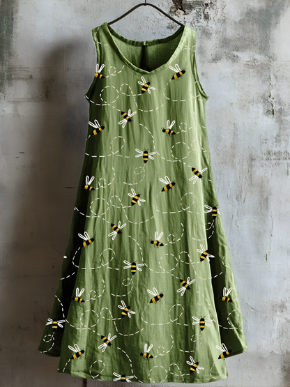 Honeybee Meadow Tank Dress Green