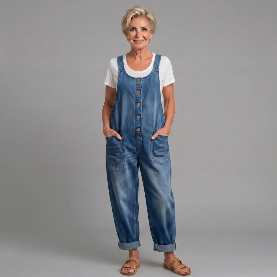 Sadie | Vintage Washed Cotton Denim Overalls