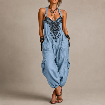 Talia | Bohemian Embroidered Jumpsuit