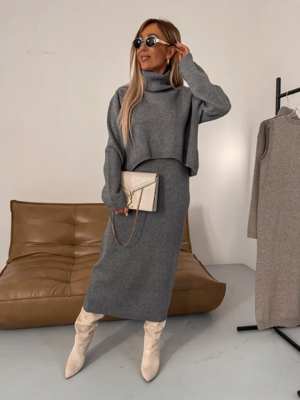 Karin™  Knit Midi Dress & Turtleneck Sweater