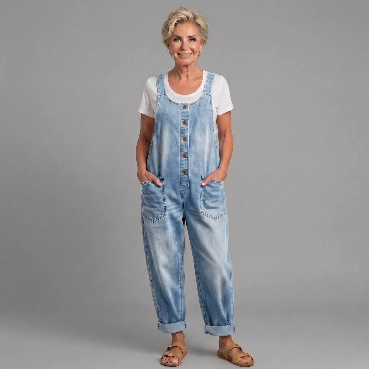 Sadie | Vintage Washed Cotton Denim Overalls