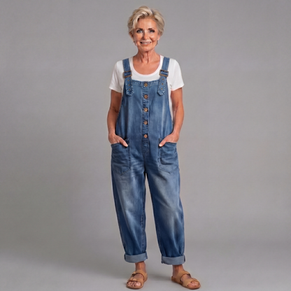 Sadie | Vintage Washed Cotton Denim Overalls