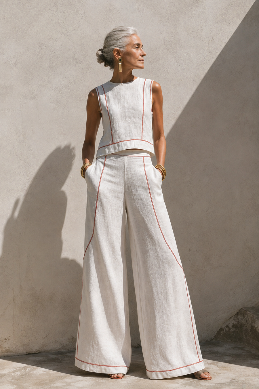 Celeste | Contrast-Stitched Two-Piece Set