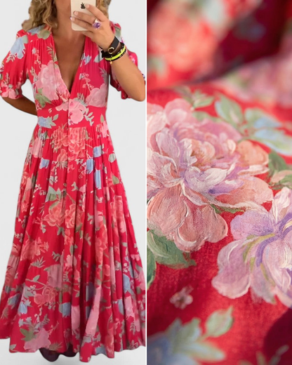 Minelda | Elegant Floral V-neck Dress