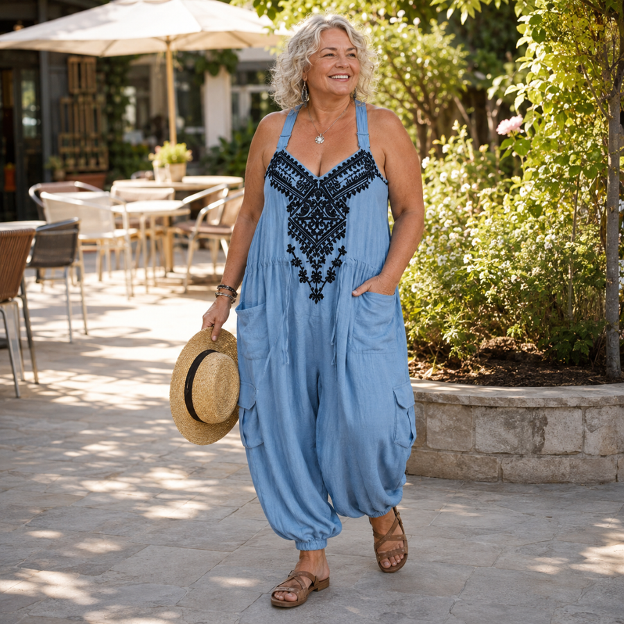 Talia | Bohemian Embroidered Jumpsuit