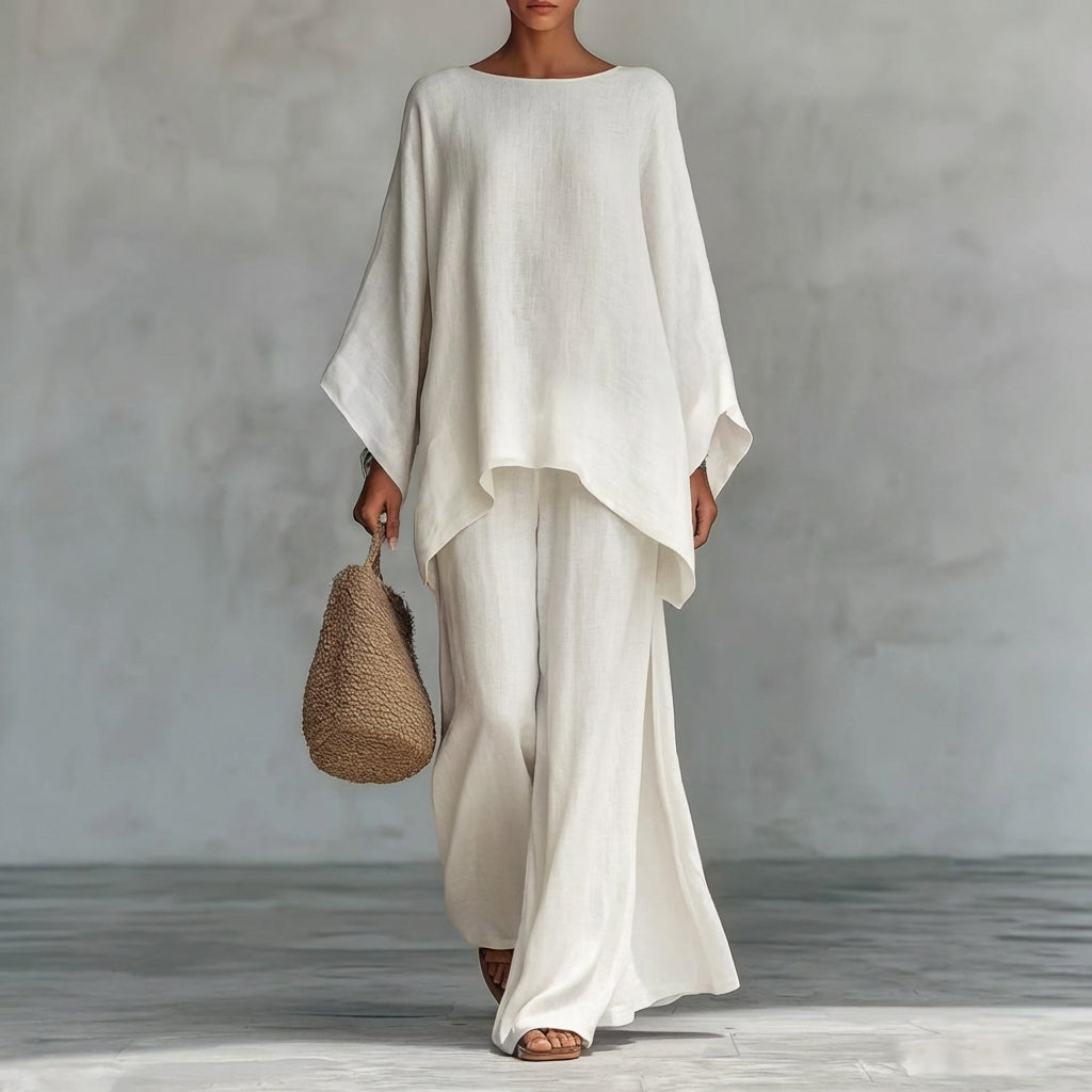 Christine | Long Sleeve Two-Piece Set with Wide Leg Pants