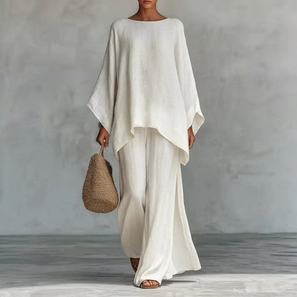 Christine | Long Sleeve Two-Piece Set with Wide Leg Pants