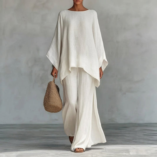 Christine | Long Sleeve Two-Piece Set with Wide Leg Pants