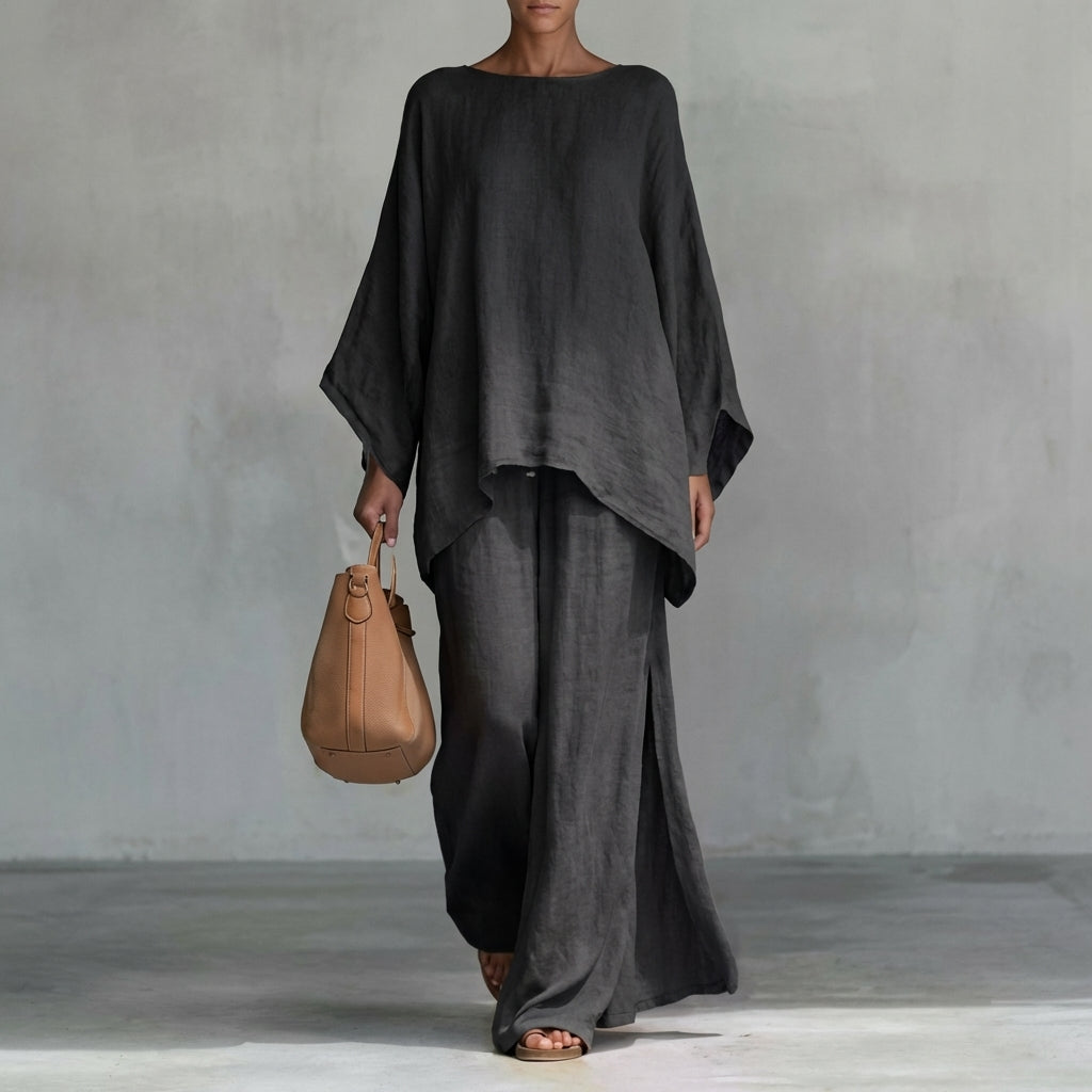 Christine | Long Sleeve Two-Piece Set with Wide Leg Pants
