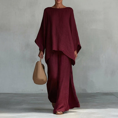 Christine | Long Sleeve Two-Piece Set with Wide Leg Pants