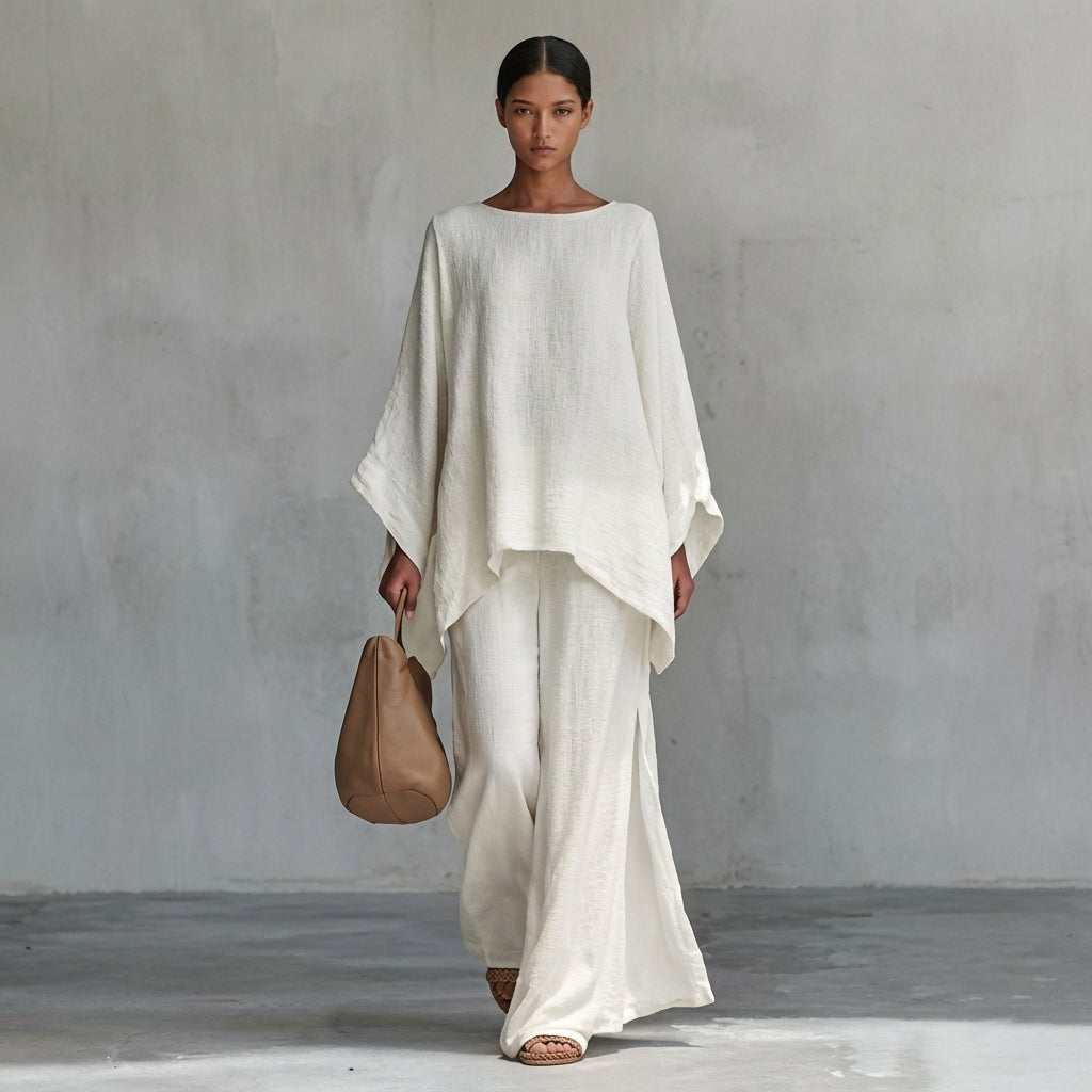 Christine | Long Sleeve Two-Piece Set with Wide Leg Pants