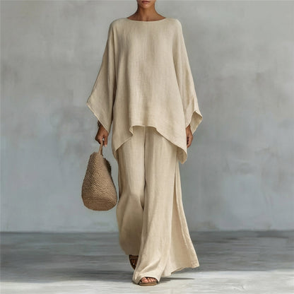 Christine | Long Sleeve Two-Piece Set with Wide Leg Pants