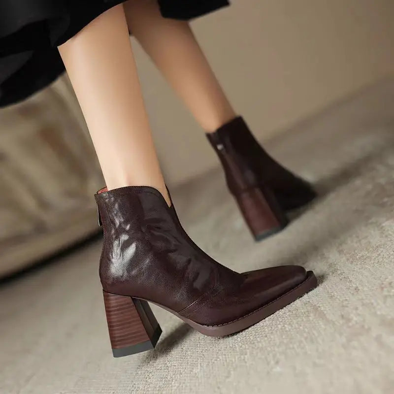 Maia | Plush Leather Ankle Boots