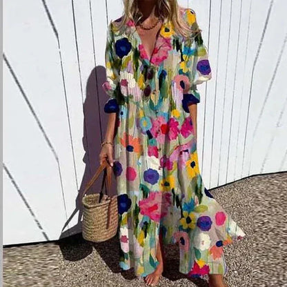 Alyssa™ Boho Puff Sleeve Maxi Dress