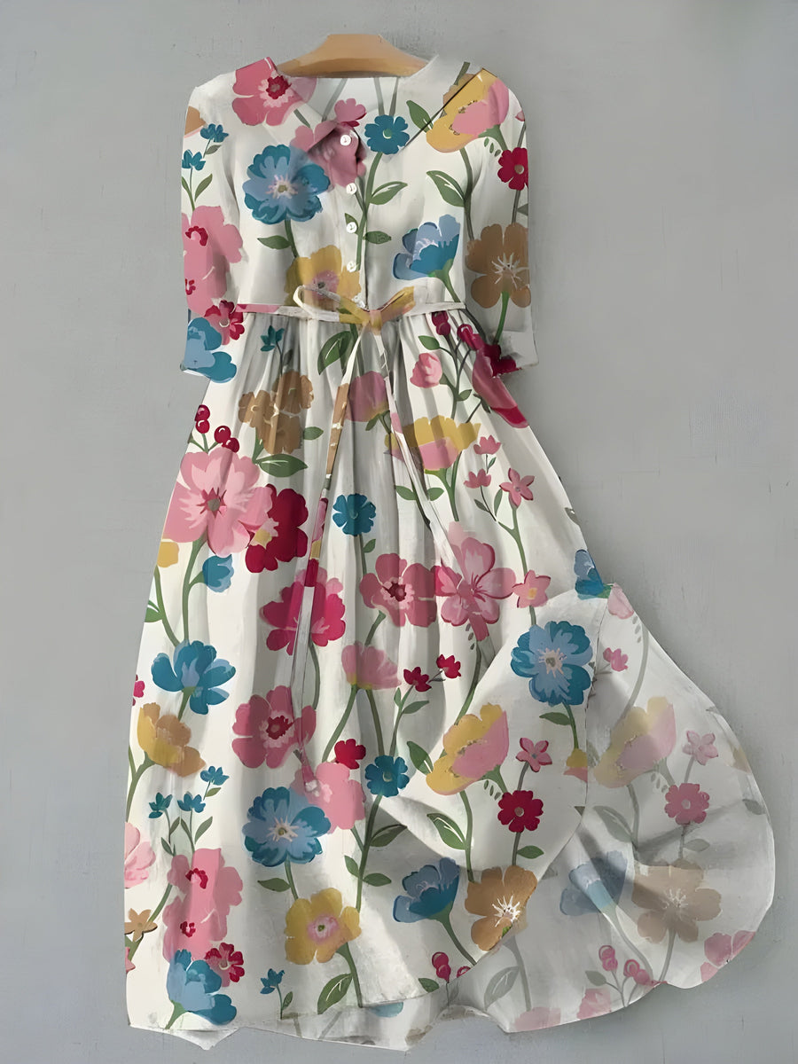 Sienna™ Button-Up Waist Tie Floral Dress