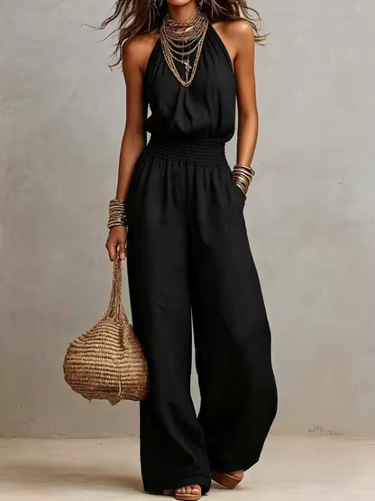 Valeria | Halter Neck Wide-Leg Jumpsuit
