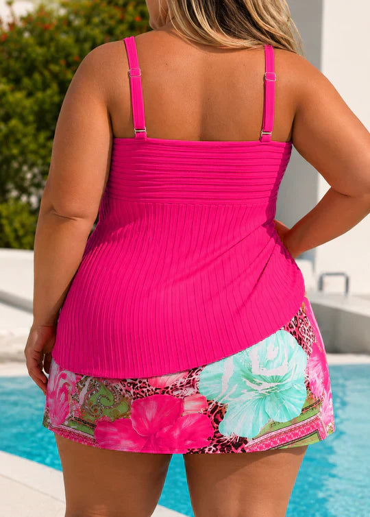 Evelyn | Plus Size Pleated Tankini Set